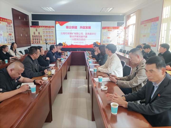 银企联建，，，共促生长——中国农业银行宜良分行与可保煤矿公司开展党建共建活动